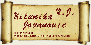 Milunika Jovanović vizit kartica
